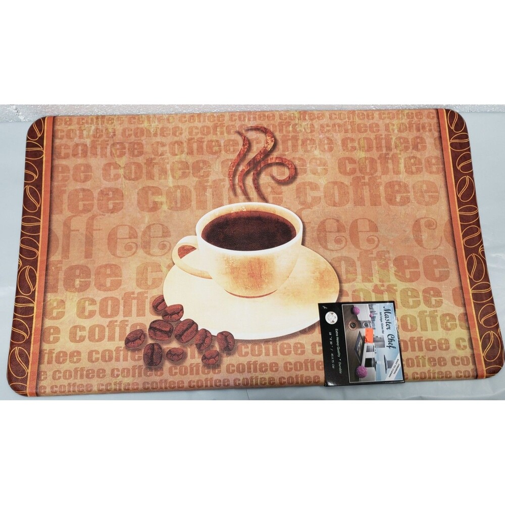 ANTI-FATIGUE NON SLIP FLOOR MAT (18"x30") PVC,HOT COFFEE CUP & BEANS,Master Chef